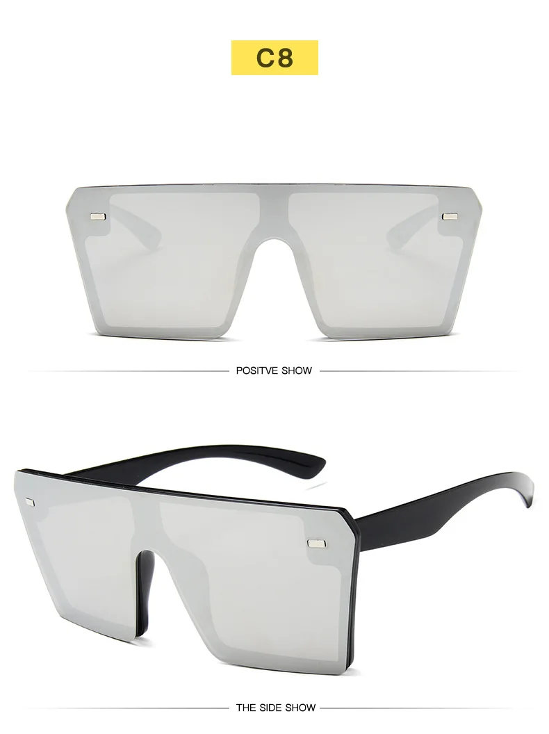 Негабаритные Квадратные Солнцезащитные очки для женщин Роскошные брендовые модные плоские красные черные прозрачные линзы цельные мужские солнцезащитные очки UV400