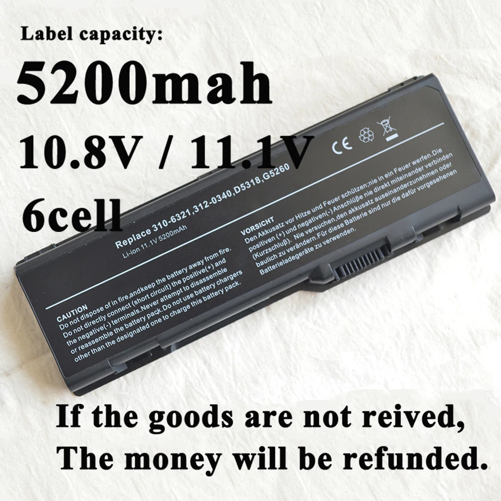 

new 6 cells laptop battery for dell Inspiron 6000 9300 9200 XPS Gen 2 9400 312-0425 310-6322 E1505 U4874 D5318 G5260 G5266 GG574