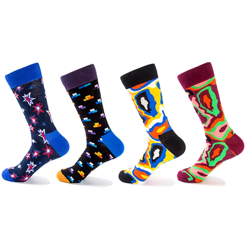 4 пары Камо Новинка мужские забавные носки Meias брендовые короткие счастливые модные носки хлопок Harajuku Камуфляж Повседневные носки Размер ЕС 40-45 - Цвет: colorful socls 1