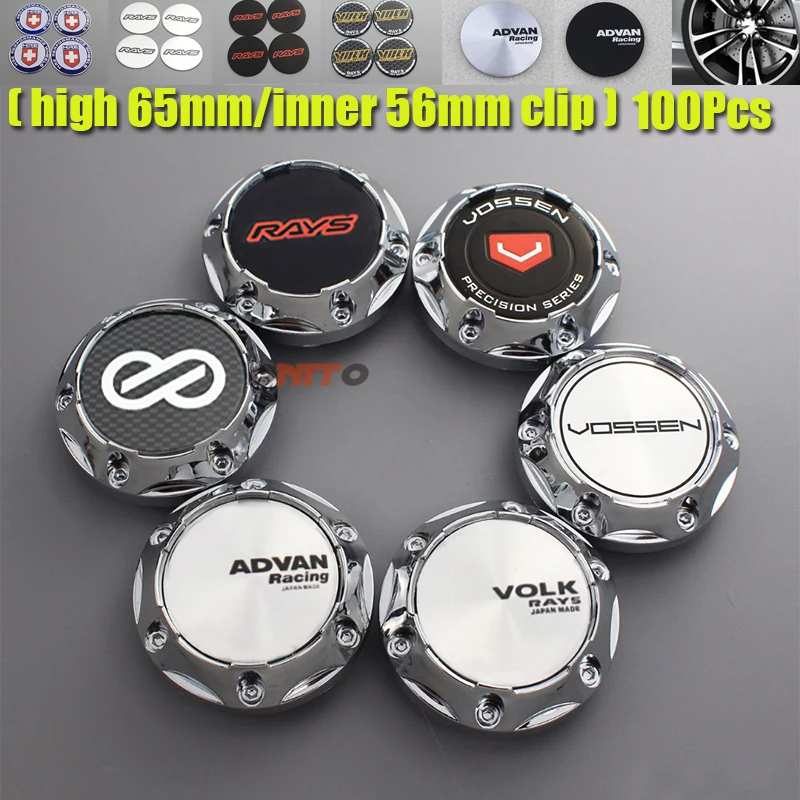

100PCS/set 65mm for vossen enkeei advan racing HRE RAYS volk racing Auto Accessories Modified emblem badge cover 45mm stickers