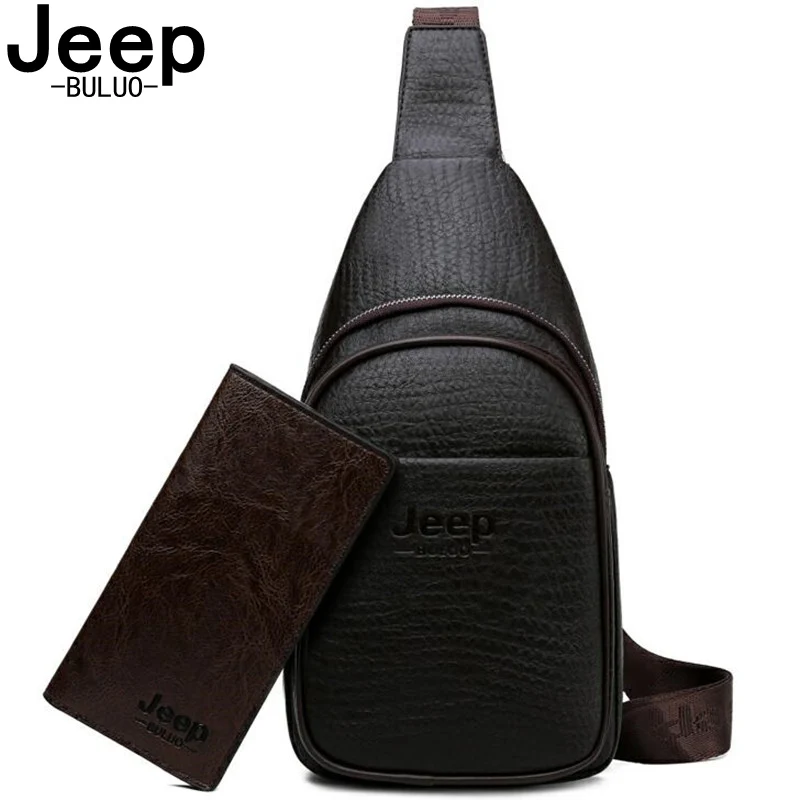 Мужская однолямочная заплечная сумка jeep buluo, черная повседневная сумка на плечевом ремне, слинг-сумка для путешествий, кожаная заплечная сумка, все сезоны