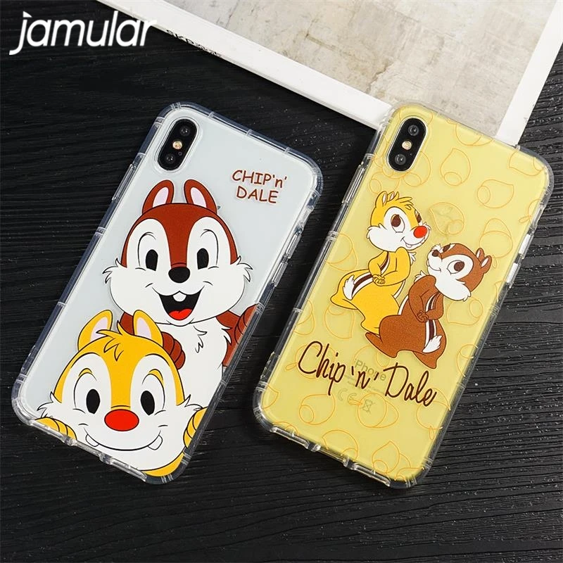 

JAMULAR Cartoon Chip Dale Phone Cases For iPhone X XS MAX 7 XR 8 6 6s Plus Shockproof Soft Back Cover For iPhone 7 Animal Coque