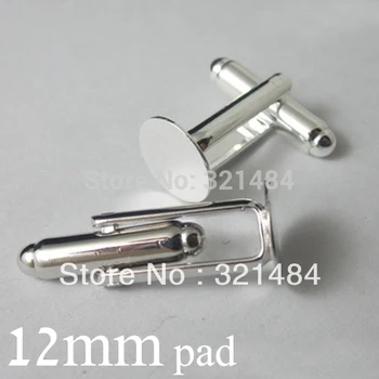 

silver plated 200X 12mm pad cufflinks bezel blank findings
