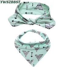 Летний комплект из 2 предметов, нагрудники+ повязка на голову, мягкая хлопковая бандана для малышей, полотенце для новорожденных, треугольный шарф, нагрудник для младенцев