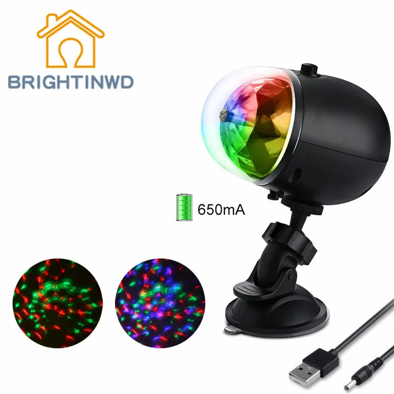 

BRIGHTINWD Home Entertainment DJ Lights Sound Control LED Crystal Magic Ball USB Car Charging Stage Lights Colorful Rotation