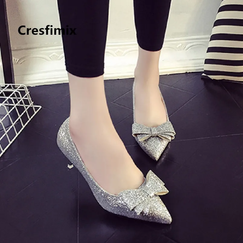 

Women Fashion Silver Wedding High Heel Shoes Lady Sexy Party Night Club Bow Tie Golden High Heel Shoes Mujer Tacones Altos E3220