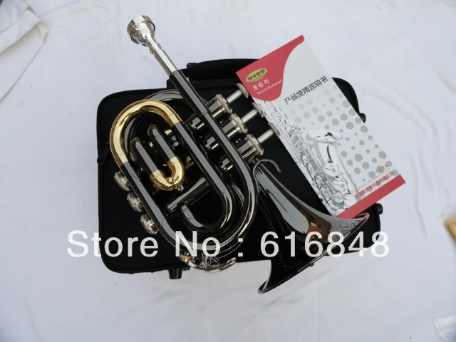

Wholesale-- Pocket Trumpet inventory big trumpet, the musical instrument surface Bb palm black