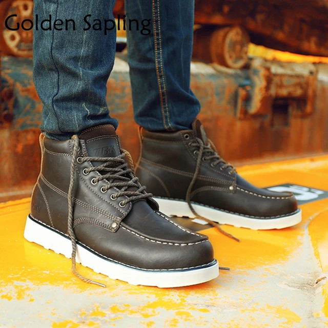 Golden Sapling Men's Tactical Boots Trekking Man Sneakers Mens Hiking Shoes Breathable Leather High Top Outdoor Boot Men Shoes