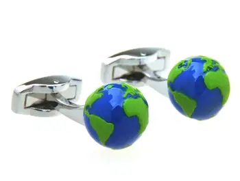 

5pairs/lot Enamel Globe Cufflinks Blue Planet Globe Earth Cuff Links World Map Cuff Button Men's Jewelry Accessory