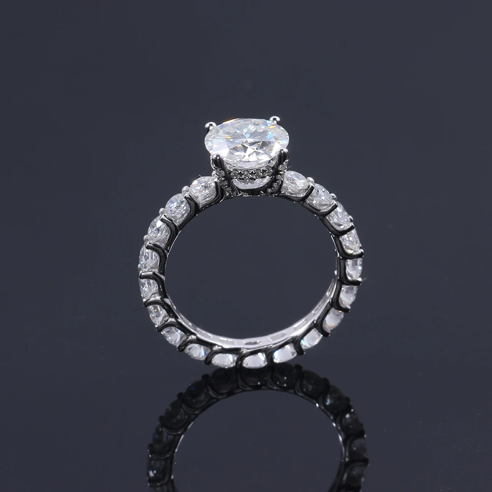 2 Carat Lab Grown Moissanite Diamond Beads White Loose Stone Moissanite Eternity Ring Real Diamond Accent 14K White Gold Jewelry