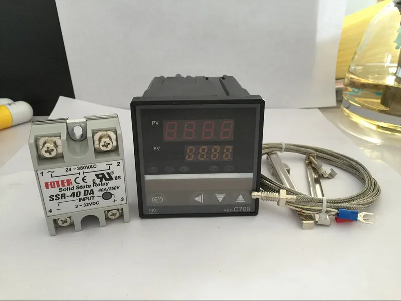 Цифровой ПИД 100 240VAC REX контроллер температуры 0 400c выход SSR + k 1 м термопара M6 SSR40DA
