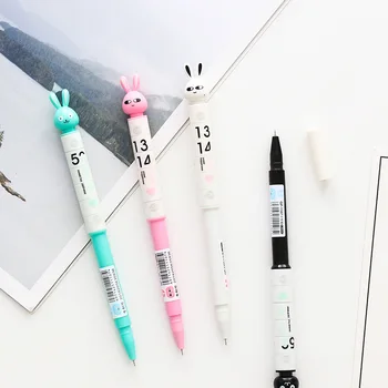 

2PCS Cute Long Ear Rabbit Gel Pen School Office Supply Student Stationery Writing Signing Tool Black Ink 0.38mm
