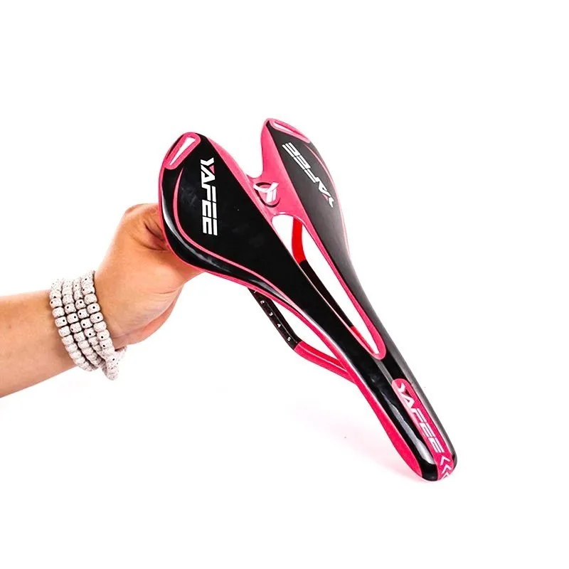 2019New Carbon Bike Seat Cushion Lightweight Bicycle Saddle Cycling Road Mountain Bike Seat Bicycle Accessories - Цвет: Pink