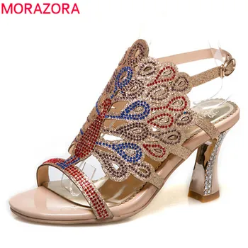 

MORAZORA 2020 new style women sandals mixed color summer shoes simple buckle fashion party wedding shoes high heels shoes woman