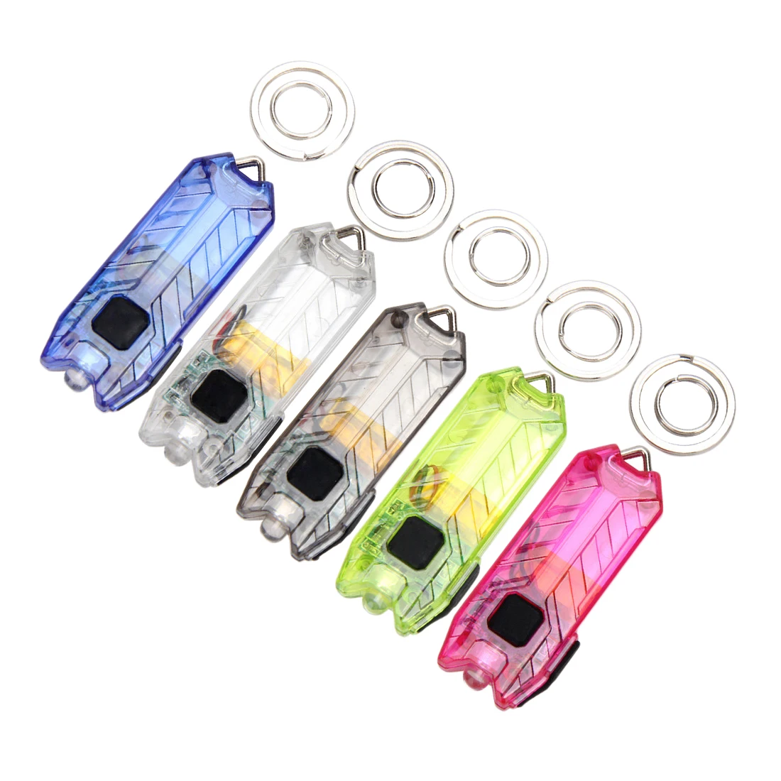 

1pcs LED Keychain Flashlight Key Chain USB Rechargeable Portable 45LM 2 Modes Tube Keyring Light Lamp Torch Color Random