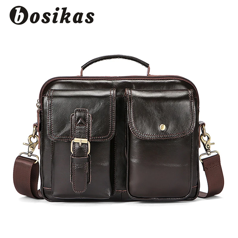 

BOSIKAS Men Briefcases Genuine Leather Men's bags Crossbody Bags Casual Totes Laptop messenger bag men's shoulder bag handbags