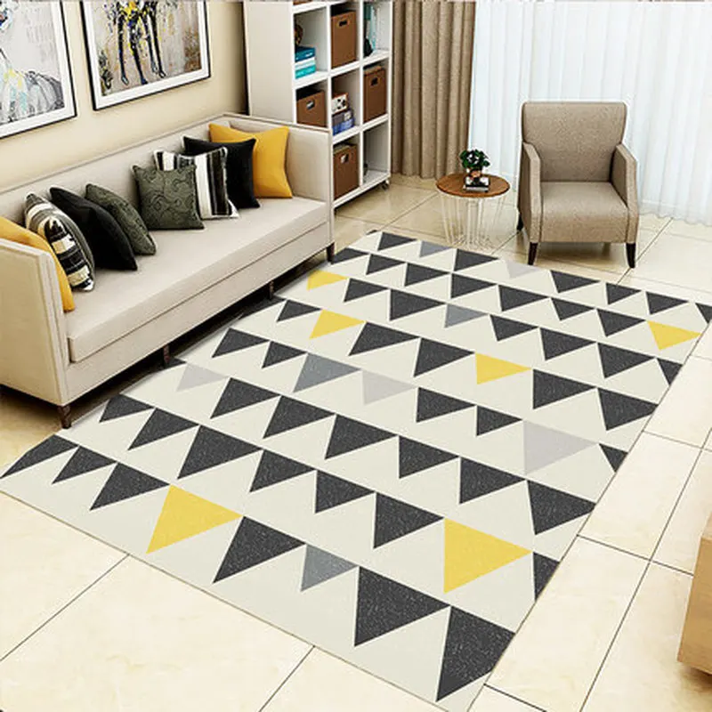 

High Quality Simple Geometric Patterns Carpet Pad Strong Elastic Anti-slip Short Cashmere Rugs Parlor Bedroom Hotel Floor Mat