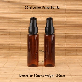 

100pcs/Lot Wholesale Plastic 30ml Amber Lotion Pump Bottle with Water 1OZ Women Makeup Container Portable Travel Refillable