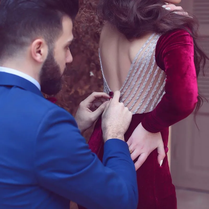 2016-Long-Sleeves-Mermaid-Backless-Velour-velvet-Arabic-Evening-Dresses-Burgundy-Formal-Evening-Gowns-Robe-De