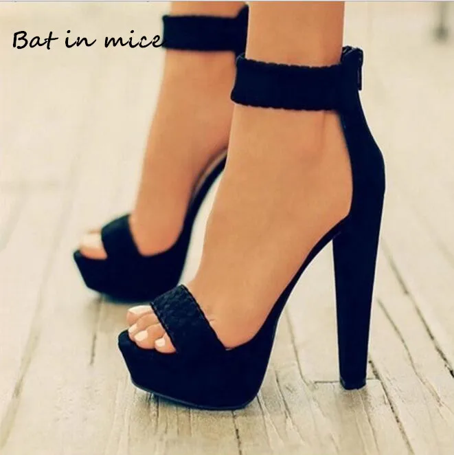 Plus size 34 43 Women high heels Shoes women Platform Peep Toe zipper