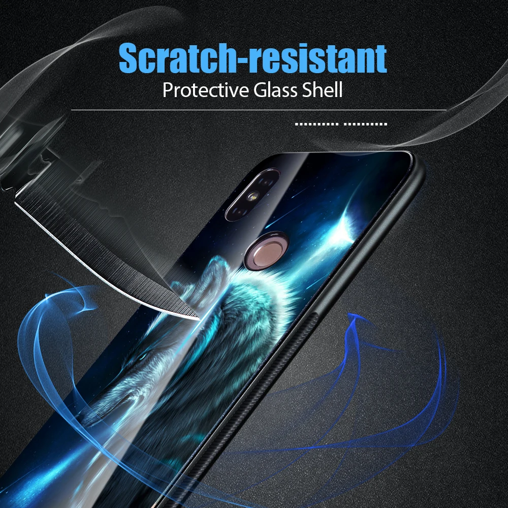 TOMKAS Tempered Glass Cases For Xiaomi Redmi 5 Plus Case Mi A1 8 Glossy Animal Silicone Cover Case For Xiaomi Redmi 4X Note 5 4X