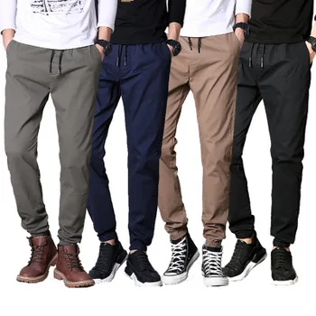 

Brand Male New Fashion 2020 Slim Solid Color Fashion elastic force Men Casual Pants Man Trousers Designer Mens Joggers