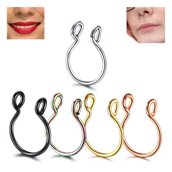 

1PC Steel 20G Dainty Faux Nose Rings Fake Septum Rings Hoop Nostril Piercing Fake Clip on Nose Rings Oreja Piercings Jewelry