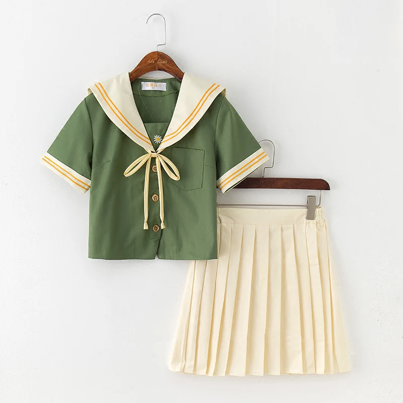 UPHYD Lolita Sailor Dress Green Japanese Korean Student School Uniforms ...