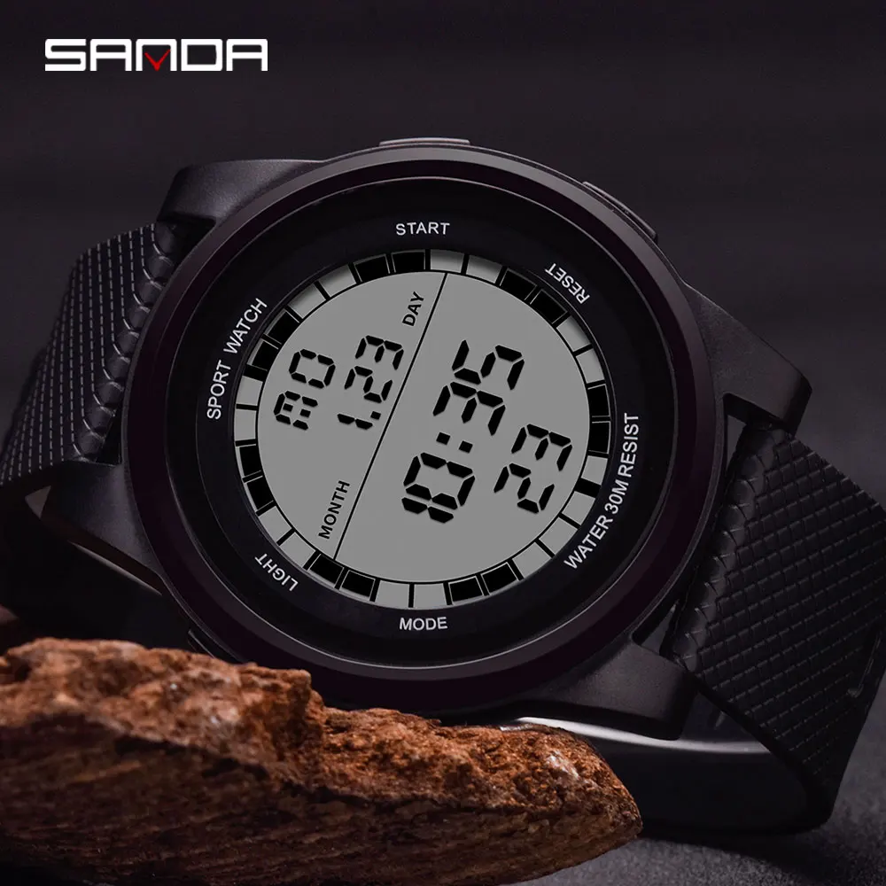 SANDA luxury brand men's military military waterproof watch  couple electronic LED multi-function sports quartz fashion watch