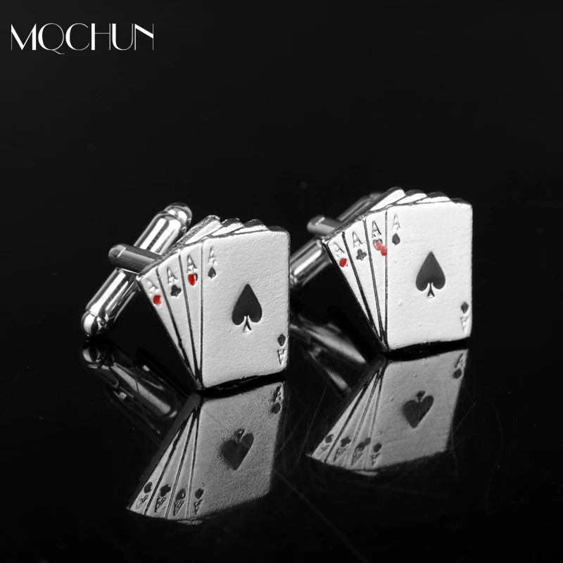 MQCHUN Fashion 4A Poker Gamble Casino Cufflinks Poker Jeton Design