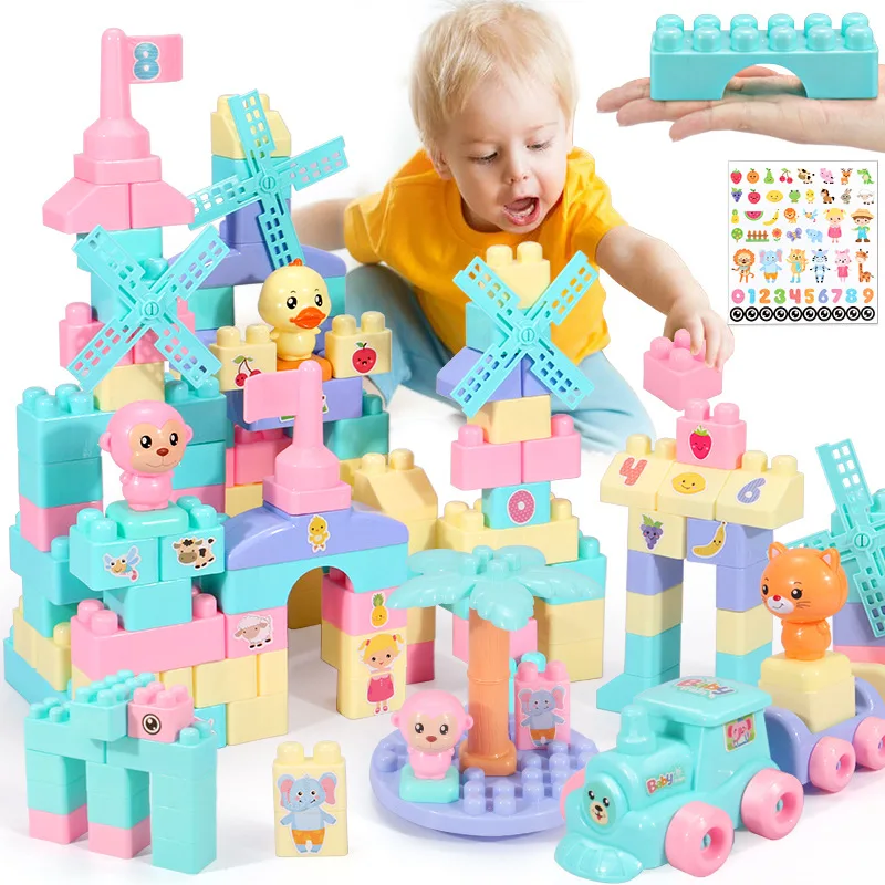 

230pcs DIY Building Blocks the City Colorful Castle with stickers Toys for Children Compatible legoings duplos slide Creator