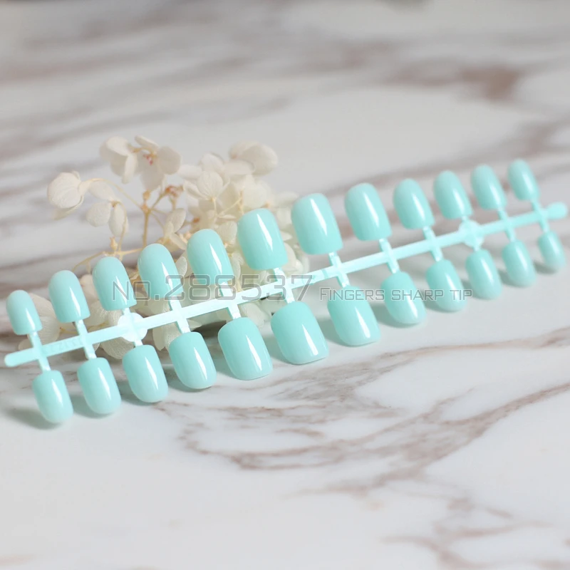Новинка 2017 однотонные яркие накладные ногти 24 шт. небесно голубые конфетные