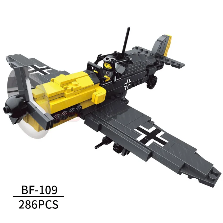Мировая война летающий тигр истребитель строительный блок воздушные силы фигурки P40 spitfire ar196 F4U bf109 pt17 p510 p47 Модель Коллекция игрушек - Цвет: BF109 no box