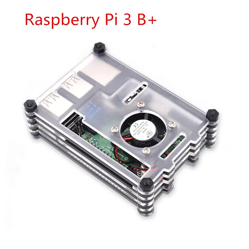 Raspberry Pi Дело 9 слоев акрилового корпус с охлаждающим вентилятором для Raspberry Pi 3 Модель B + (без Малина pi доска)