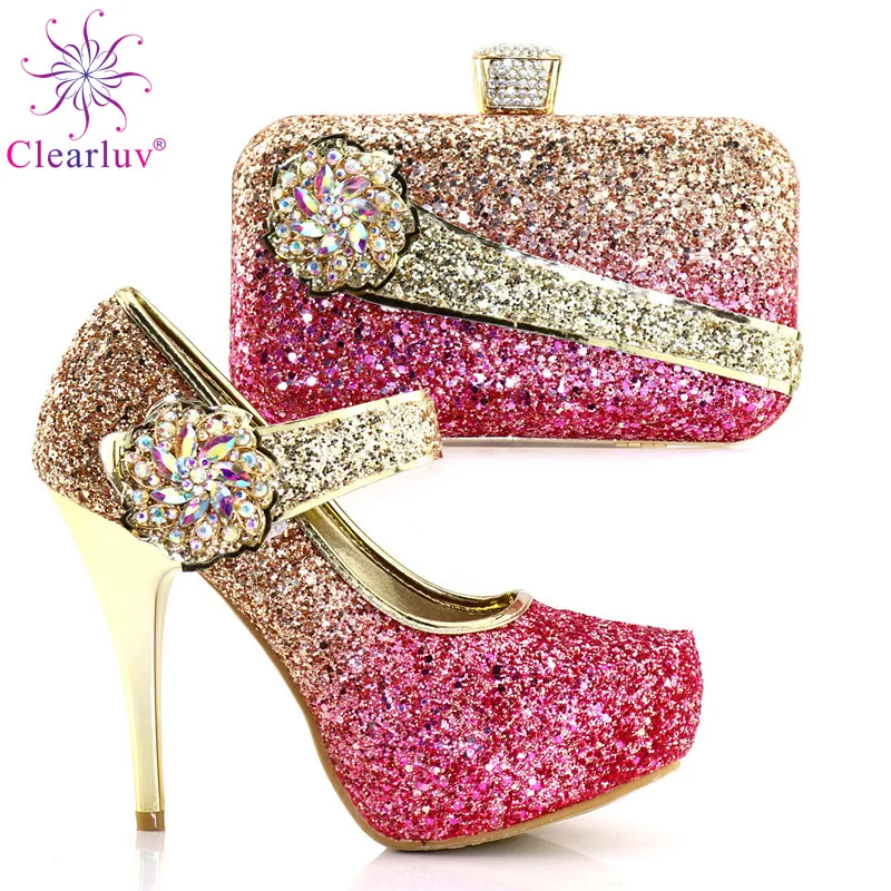 Coral Color Italian Shoes with Matching Bags African Women Coral Color Italian Shoes with Matching Bags African Women