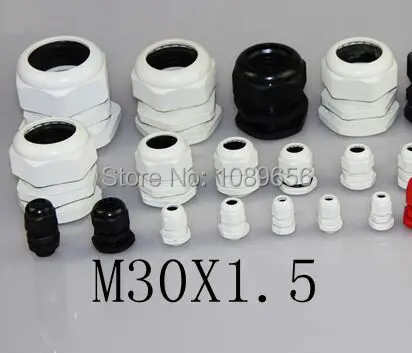 M30x1.5 Кабельные вводы нейлон Пластик Водонепроницаемый кабельные разъемы спиралью фиксированной Водонепроницаемый прокладка Пластик кабельный ввод 50 шт