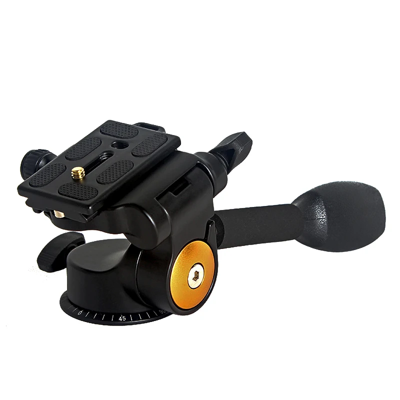 

QZSD Q08 Aluminum 3-Way Fluid Head Rocker Arm Video Tripod Ball Head+ Quick Release Plate for DSLR Camera Tripod Monopod