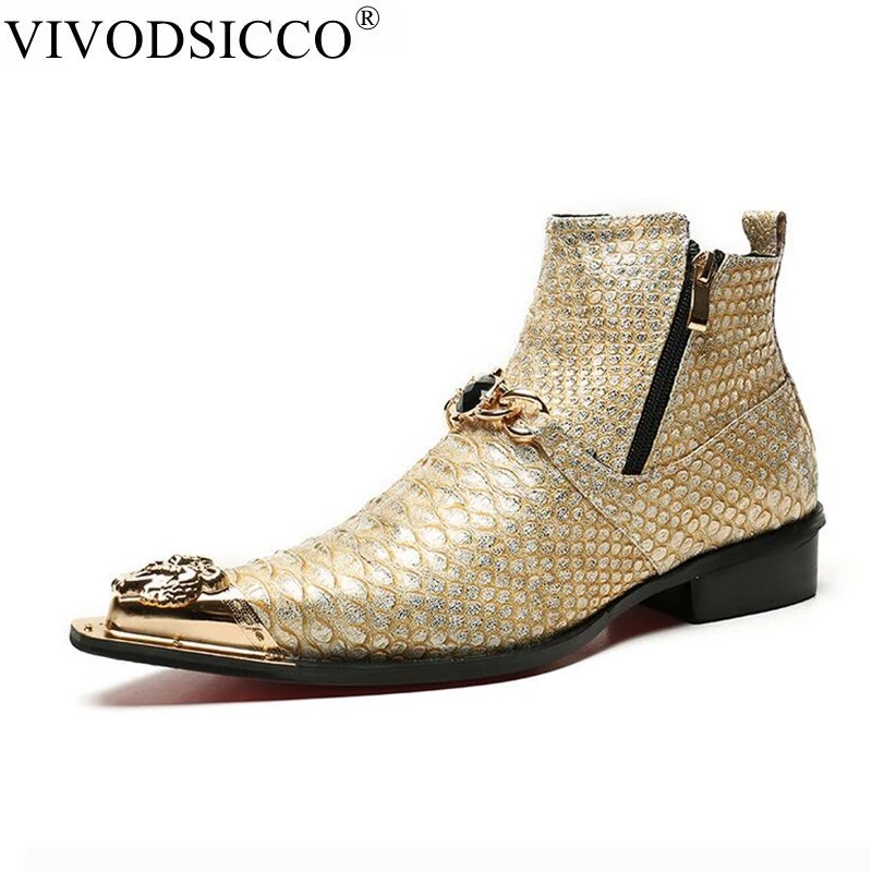 VIVODSICCO New Retro Punk Genuine Leather Men Ankle Boots Pointed Toe Mens Military Cowboy Boots Cool Men Shoe Motorcycle Boots VIVODSICCO New Retro Punk Genuine Leather Men Ankle Boots Pointed Toe Mens Military Cowboy Boots Cool Men Shoe Motorcycle Boots