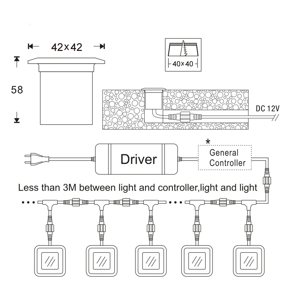 10 шт./компл. алюминиевый светодиодный светильник в пол/колоду квадратной формы (в