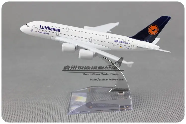 16cm Airbus A380 Air Lufthansa Airplane Model w/Stand Collections Diecast 