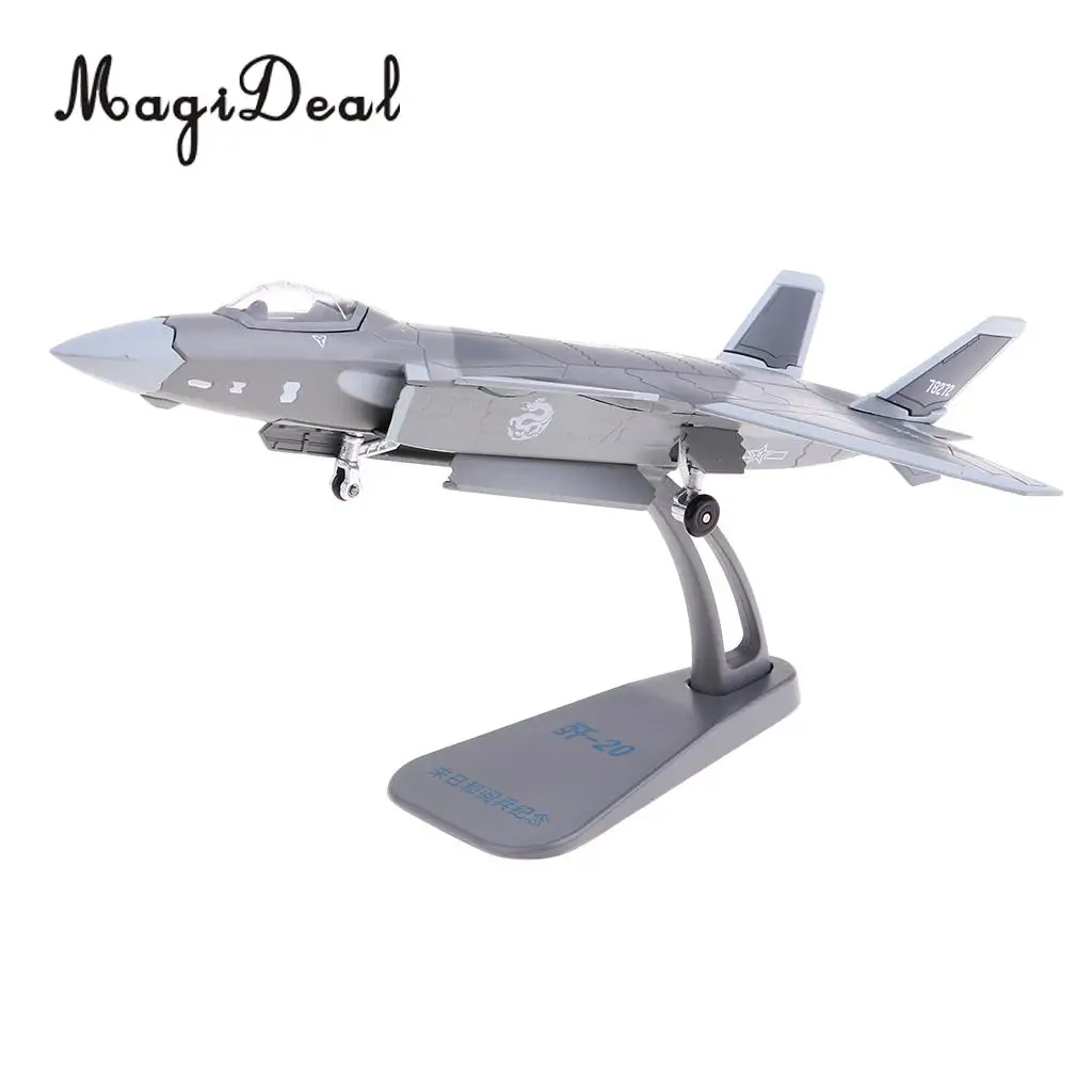 MagiDeal 1:100 Scale Metal China Airforce J-20 X-UFO Fighter Toy Model Airplane Aircrafts with Stand Warplane Ornaments