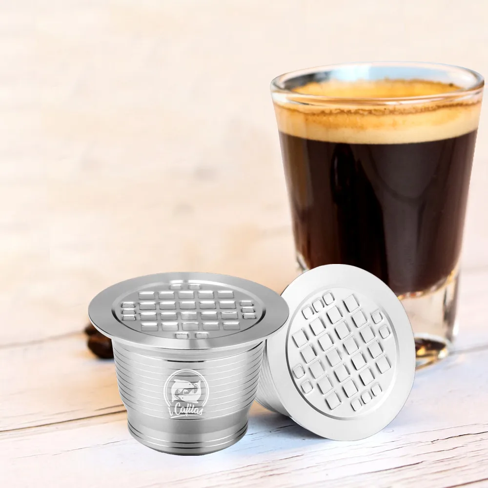 

iCafilas Crema Coffee Filters Capsule For Nespresso Stainless Steel Refillable Coffee Capsula Metal Reusable Coffee Pod Tamper