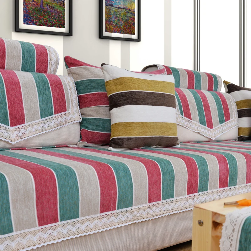 Best Sofa Cover Fabric Urban Home Interior Chenille Flocked Striped Sectional Couch Covers Modern Brief L Rh Aliexpress Com