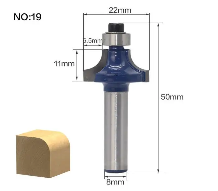 1 шт. 8 мм хвостовик фрезерные деревообрабатывающие станки инструменты фрезы для древесины резак карбидный хвостовик мельница фрезерные резаки по дереву инструмент - Длина режущей кромки: NO 19