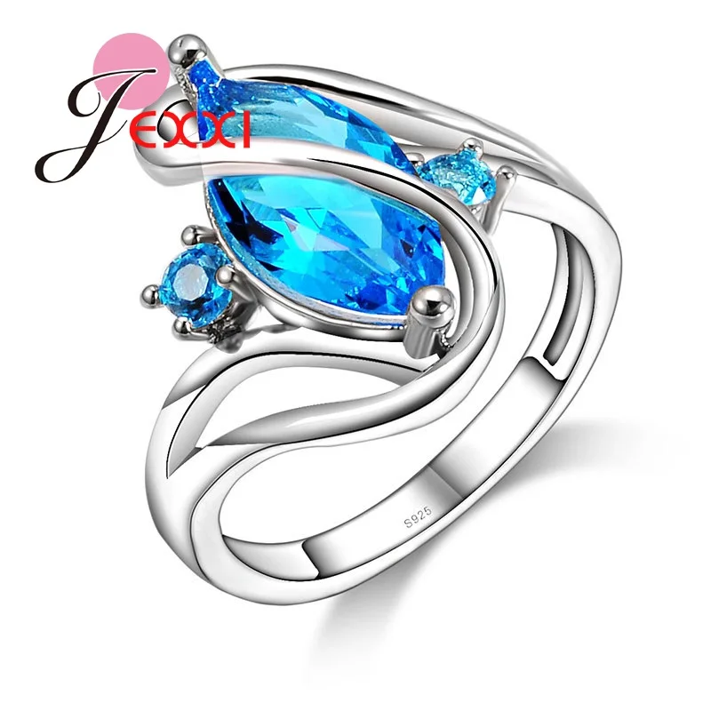 

JEXXI Bridal Women Wedding Rings Sterling Silver 925 Jewelry Accessory Fashion Austrian Crystal Engagement Anniversary Rings