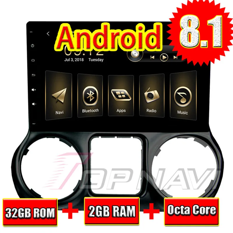 Автомобильный GPS-навигатор для JEEP Wrangler 2011 2012 2013 2014 2015 2016 Android 8 1 10 ''Topnavi