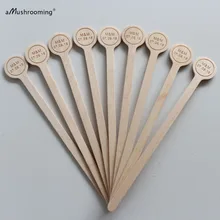 x100 Personalized Engraved Wooden Beverage Stirrers Name and Date Party Swizzle Sticks with Circle for Hot Coca and Cold Drinks