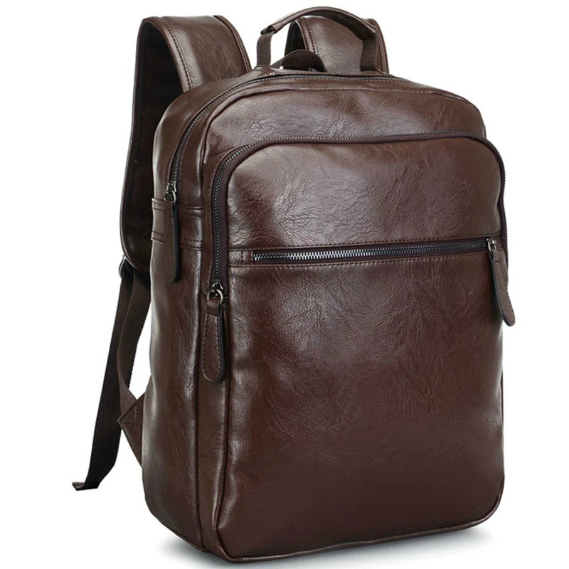 2019 Men Leather Backpack High Quality Youth Travel Rucksack School