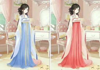 

Hong Mian Shui Miracle Nikki Series Pink Blue 2 Colors Gradient Print Chiffon Costume Hanfu Stage Performance or Cosplay Costume
