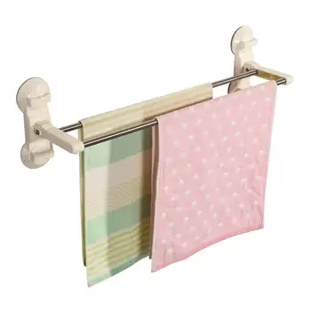 

Suction Cup Towel Rack Bathroom Hotel Double Rail Holder Storage Shelf Bar Home Decor DQ1612